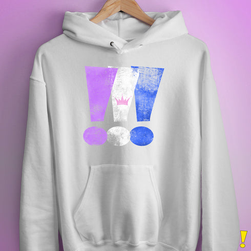 Drag Pride Grunge Exclamation Points Hoodie - White